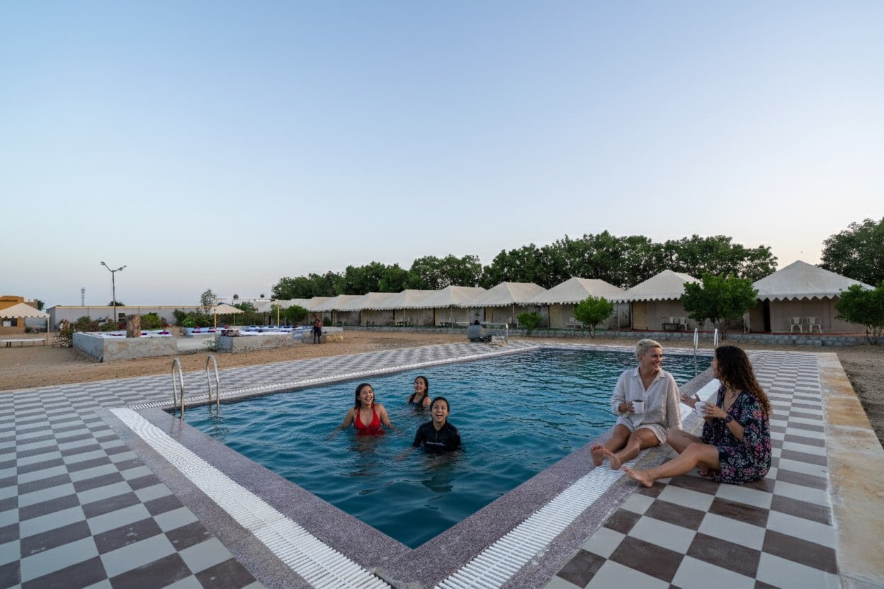 Morning breakfast and pool time before checkout